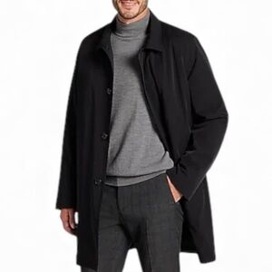 Jos A Bank Men’s 44L Black Travelers Long Trench Coat Jacket C